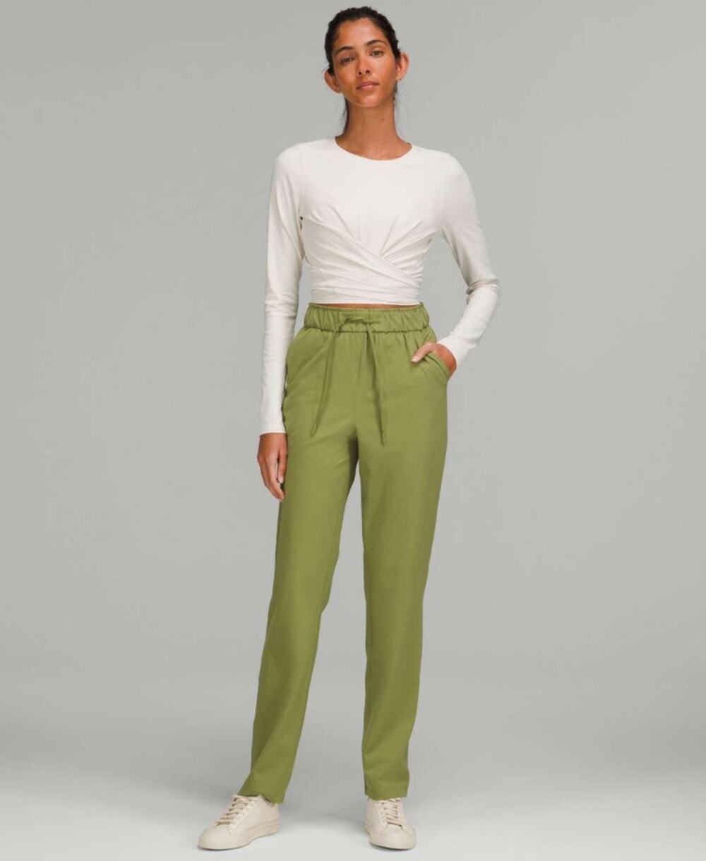 Lululemon Stretch High Rise Drawstring Pant in Bronze Green Size 8